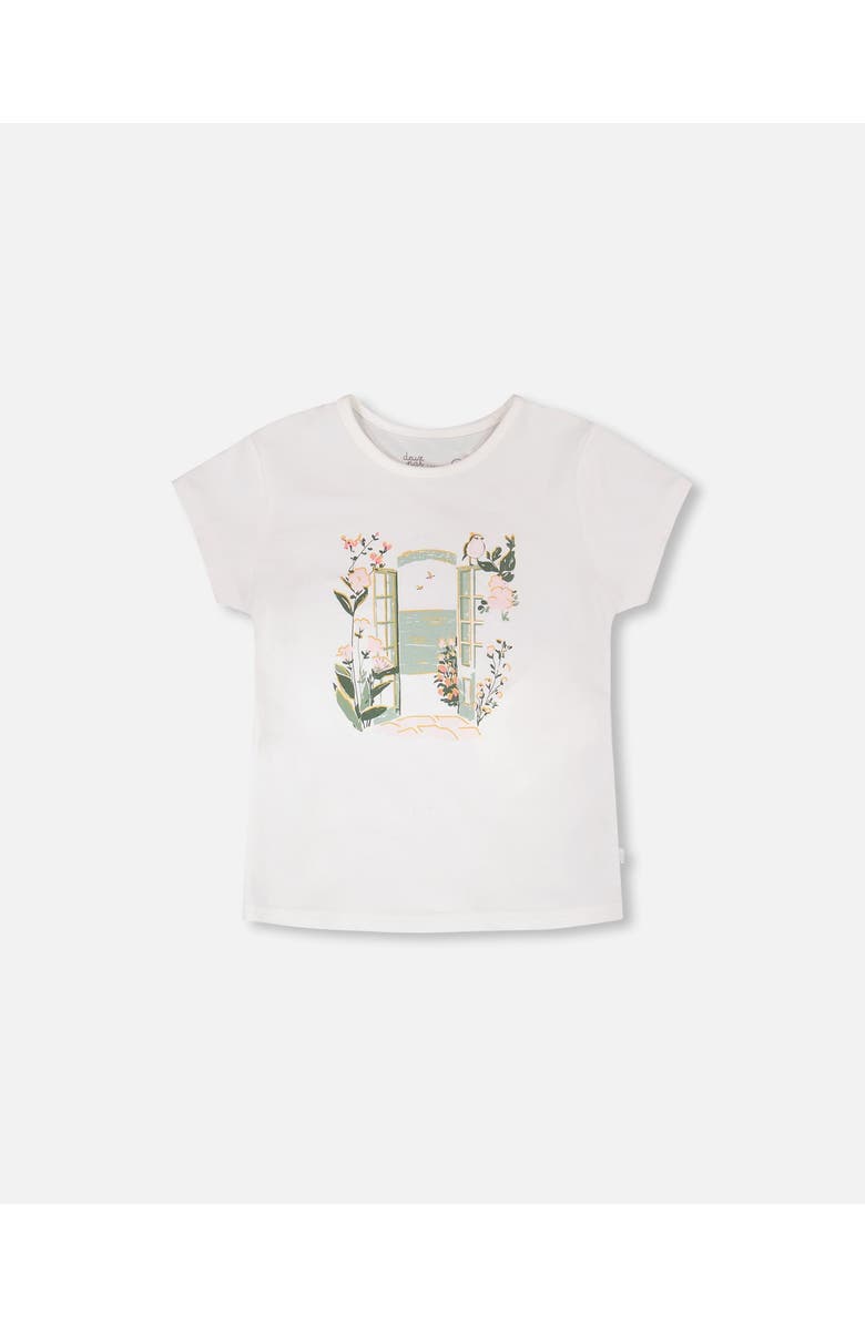 Deux par Deux Organic Cotton Jersey Graphic Short Sleeve T-Shirt, Main, color, Off-White