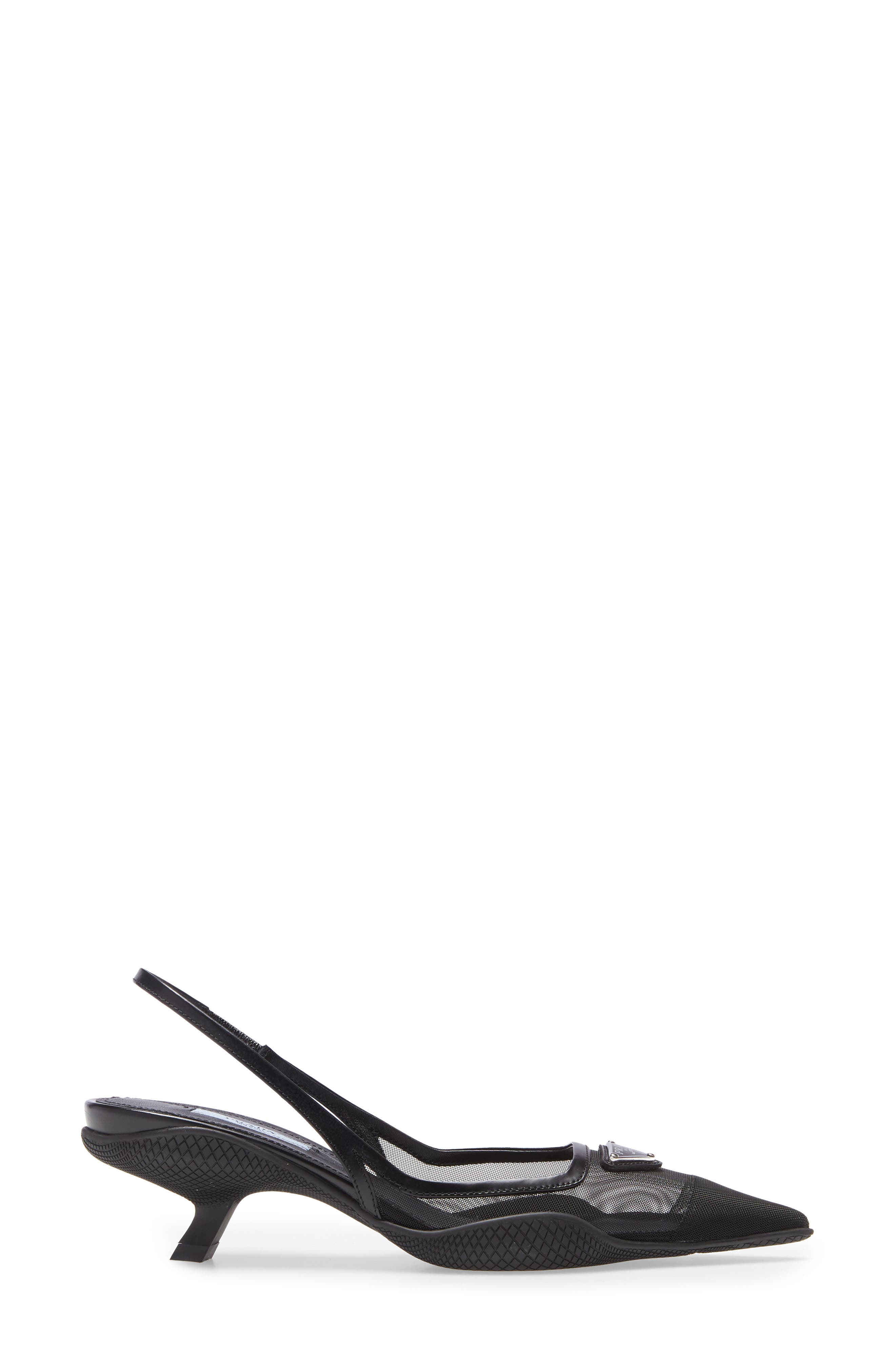 Prada Triangle Logo Pointed Toe Slingback Pump, Alternate, color, 