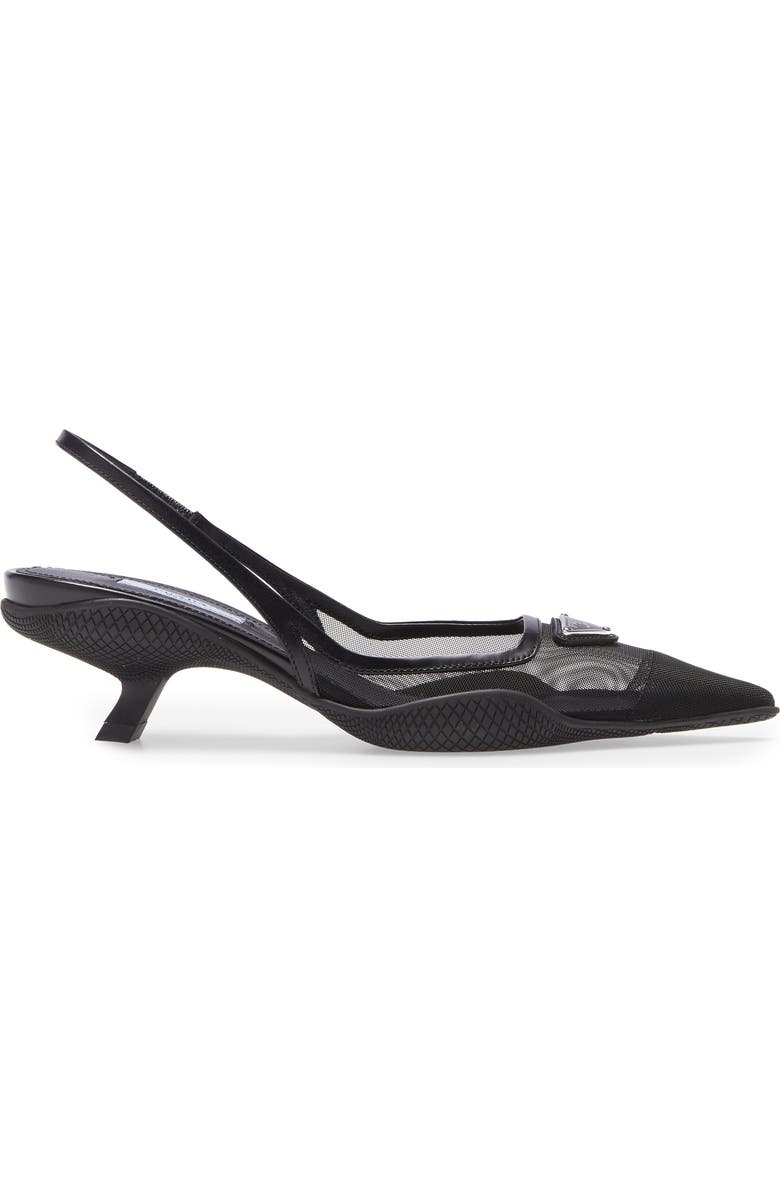 Prada Triangle Logo Pointed Toe Slingback Pump, Alternate, color,