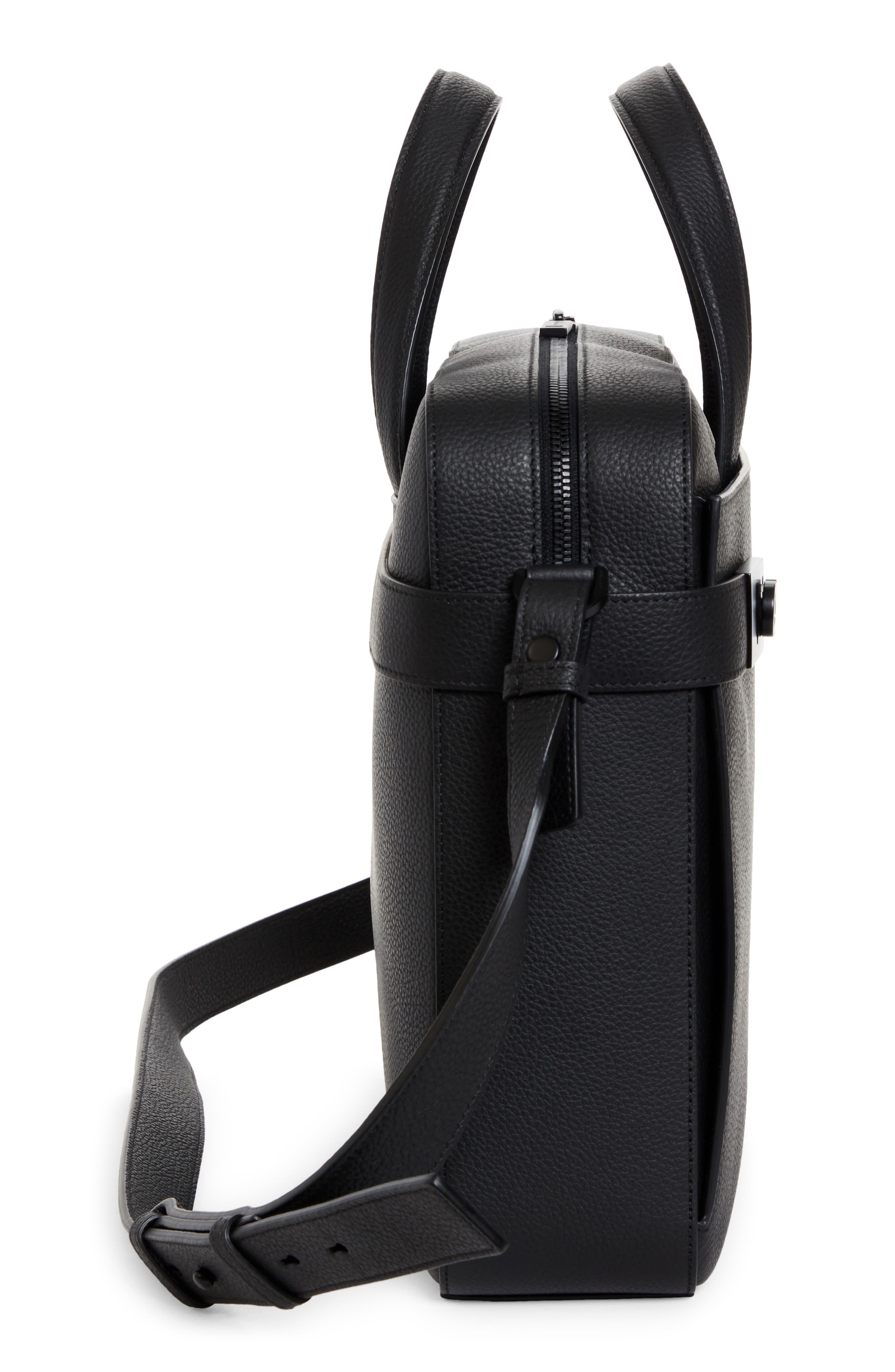 FERRAGAMO Twins Leather Briefcase, Alternate, color, 