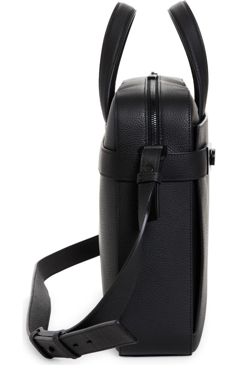 FERRAGAMO Twins Leather Briefcase, Alternate, color, Nero