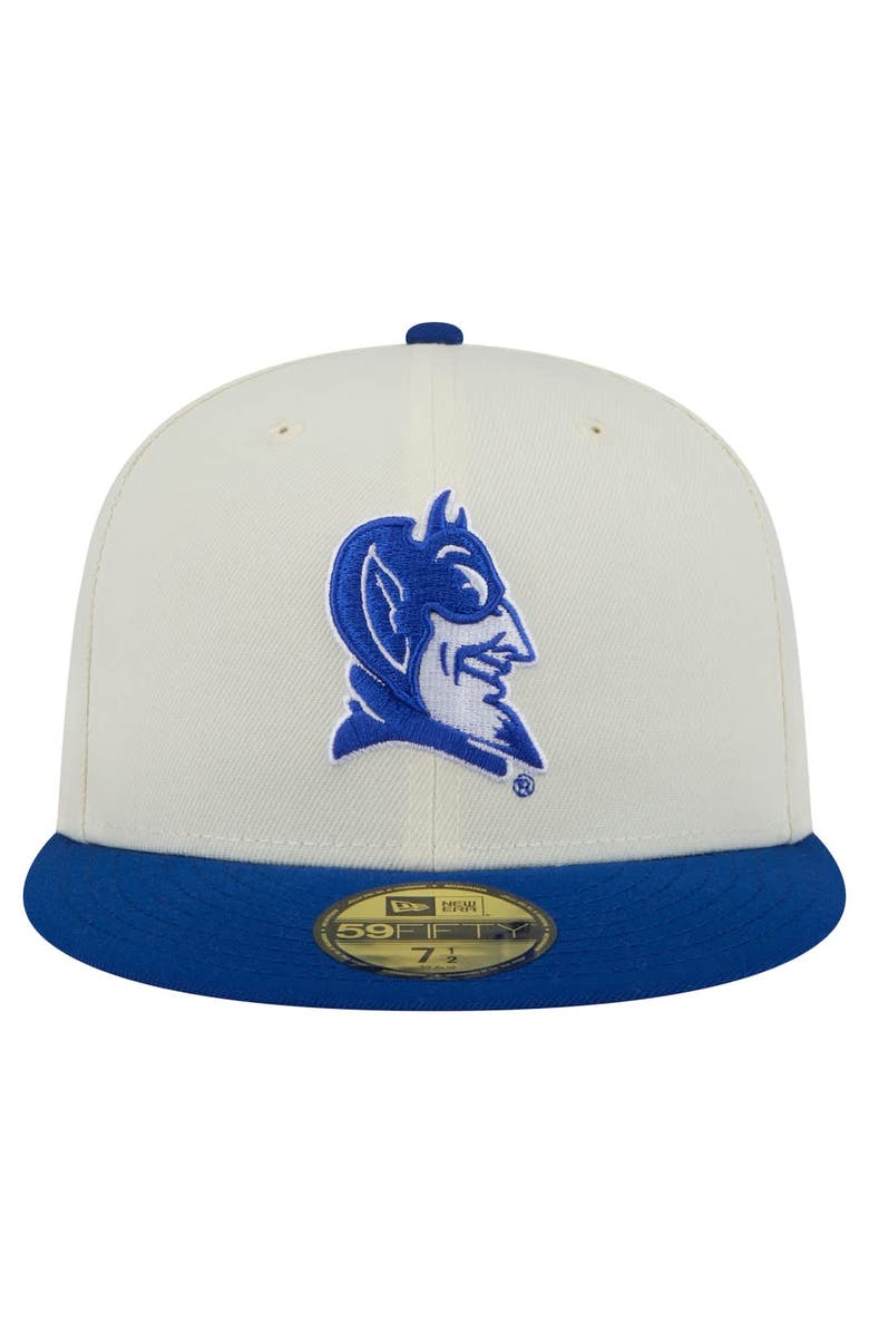 New Era Men's New Era Cream Duke Blue Devils Chrome 59FIFTY Fitted Hat, Alternate, color, 