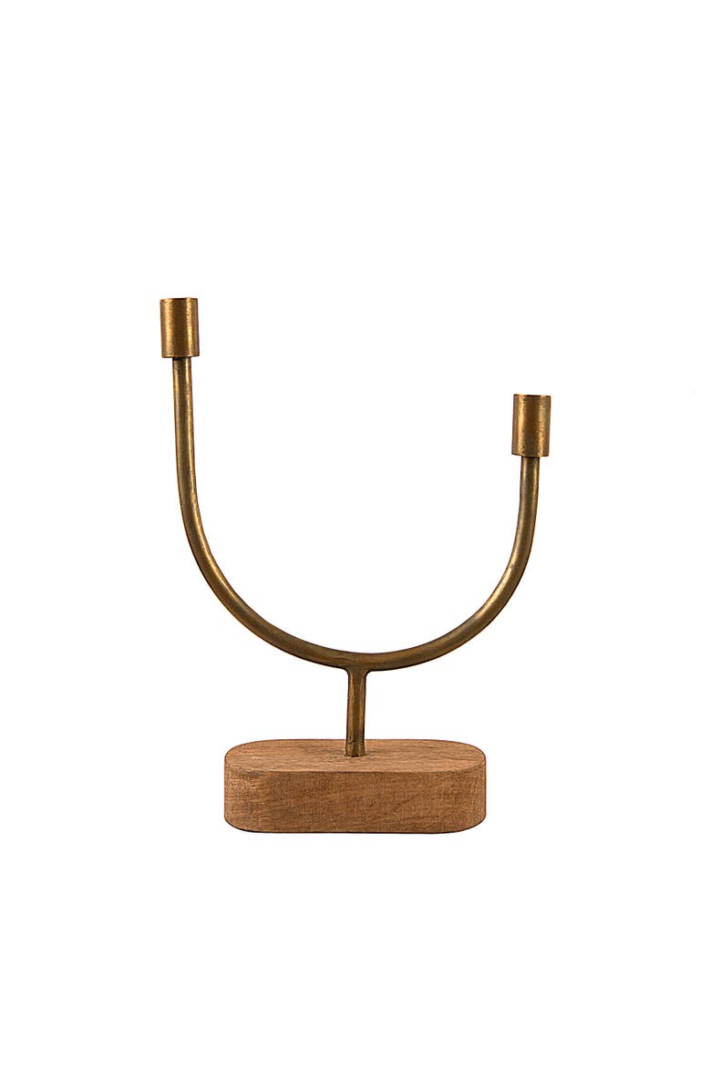 Storied Home Asymmetrical Candle Holder, Main, color, Gold