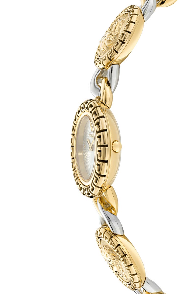 Versace La Greca Stud Icon Two-Tone Bracelet Watch, 28mm, Alternate, color, Two Tone