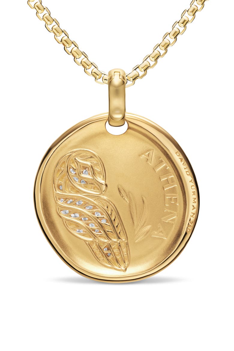Medallion Amulet 18K Gold and Diamonds, 28mm, Alternate, color, GOLD ATHENA