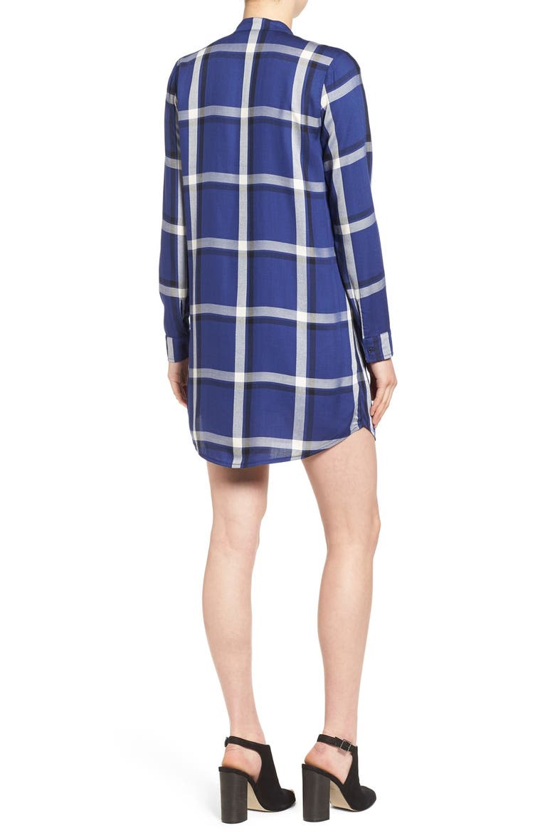 'Vevina' Plaid Shirtdress, Alternate, color, COBALT