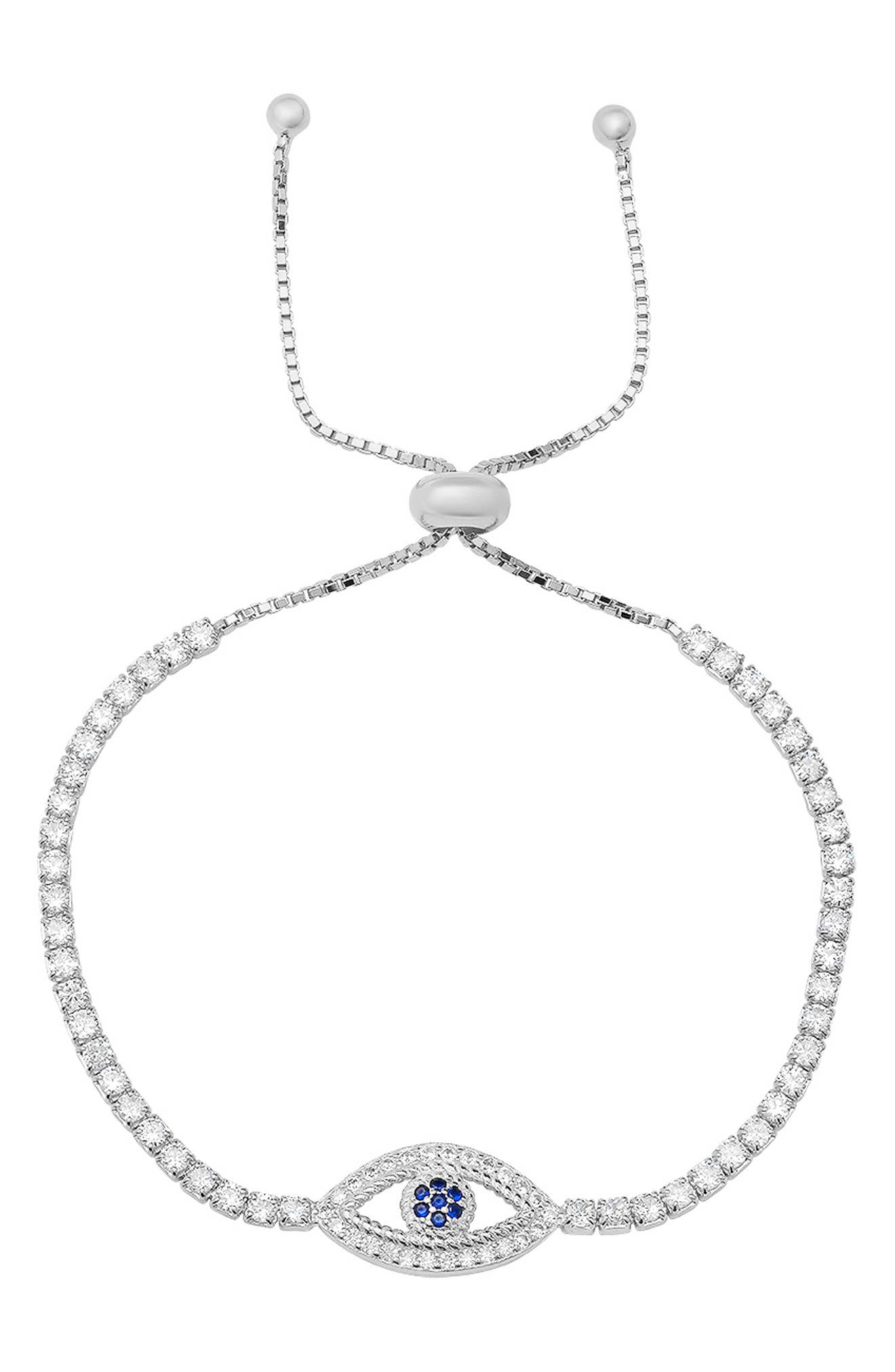 Queen Jewels Sterling Silver Evil Eye CZ Slider Bracelet