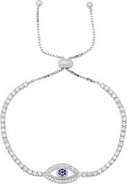 Queen Jewels Sterling Silver Evil Eye CZ Slider Bracelet