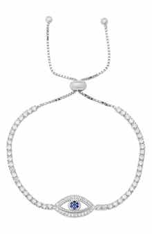 Queen Jewels Sterling Silver Evil Eye CZ Slider Bracelet
