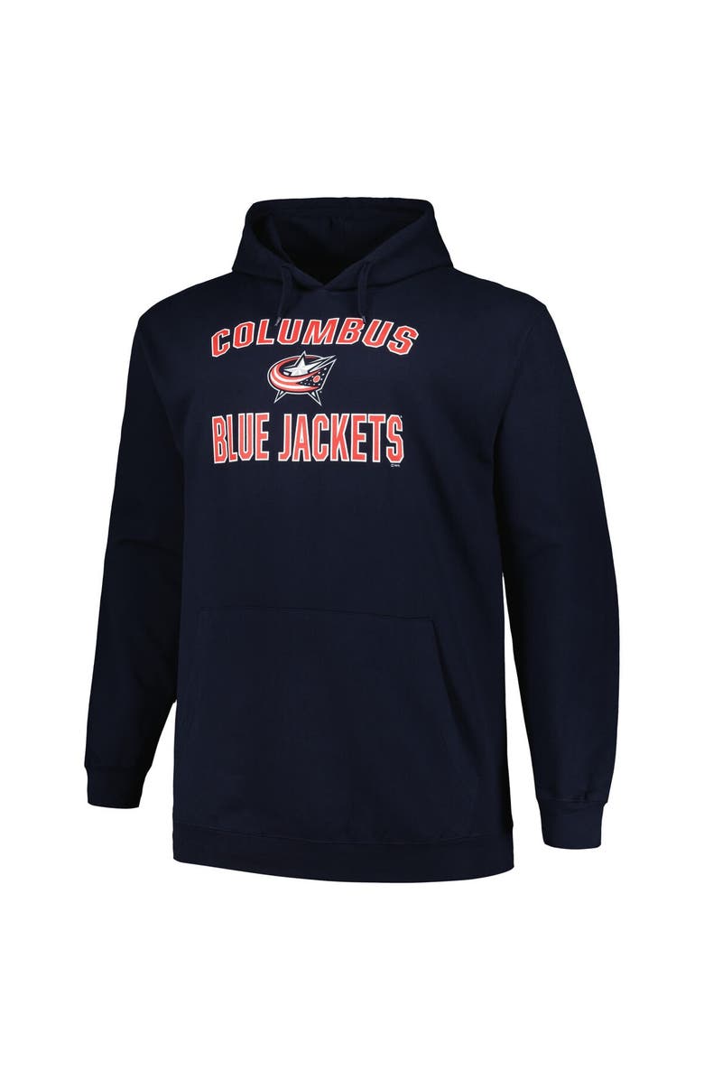 PROFILE Men's Profile Navy Columbus Blue Jackets Big & Tall Arch Over Logo Pullover Hoodie, Alternate, color, 