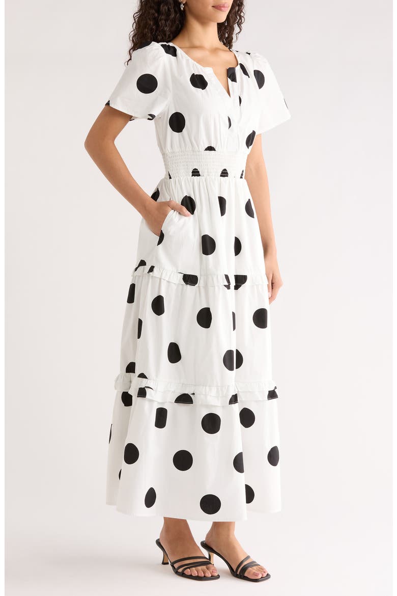 Haylie A-Line Dress, Alternate, color, WHT-BLKDOT