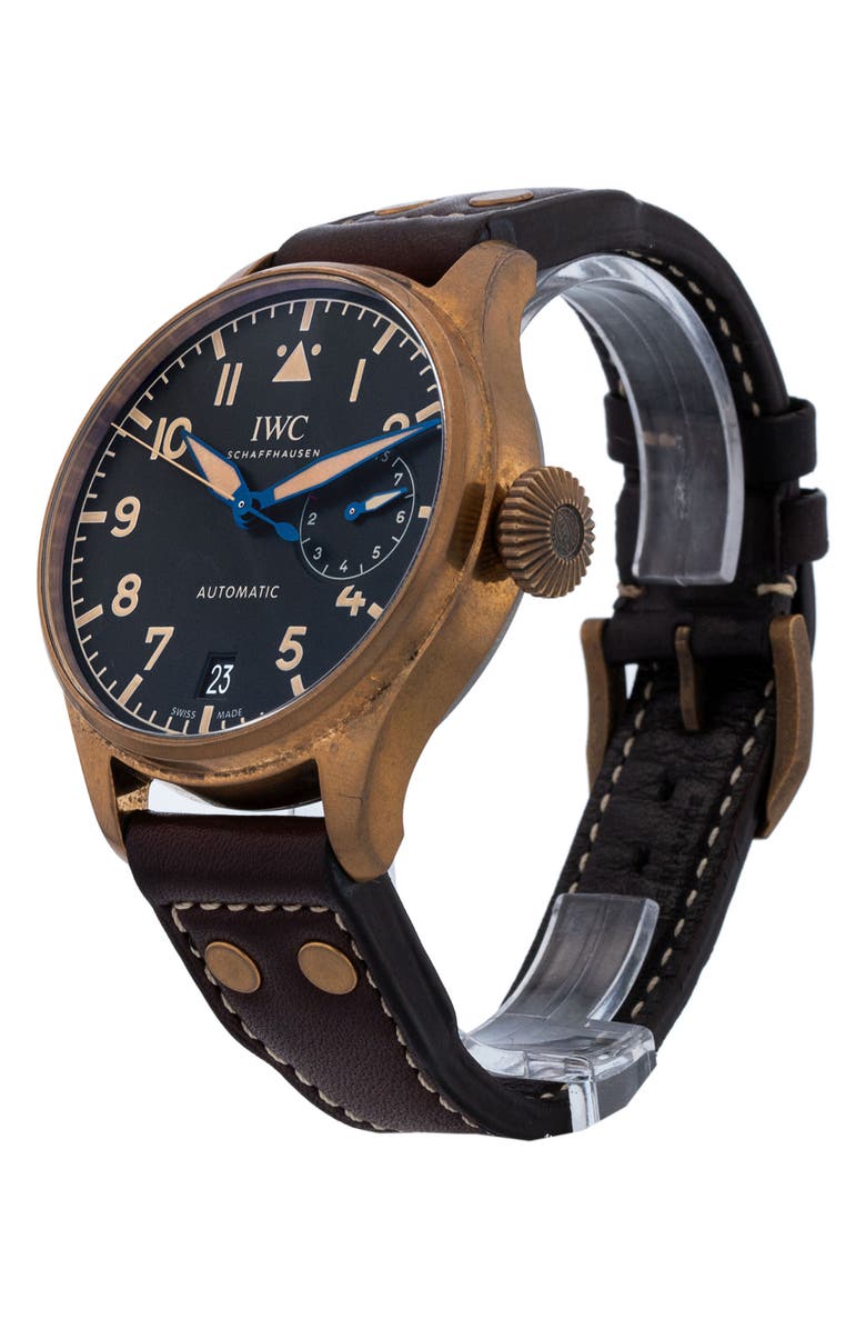 Watchfinder & Co. IWC Preowned 2019 Big Pilot's IW501005 Leather Strap Watch, 46.2mm, Alternate, color, Black