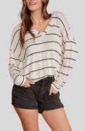 Blu Pepper Stripe V-Neck Knit Top