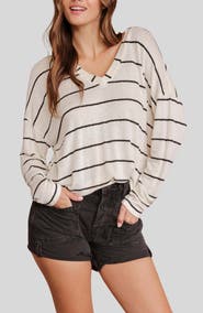 Blu Pepper Stripe V-Neck Knit Top