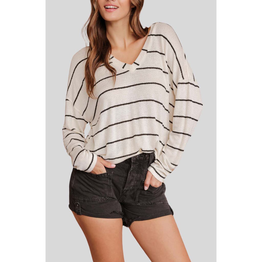 BLU PEPPER BLU PEPPER STRIPE V-NECK KNIT TOP