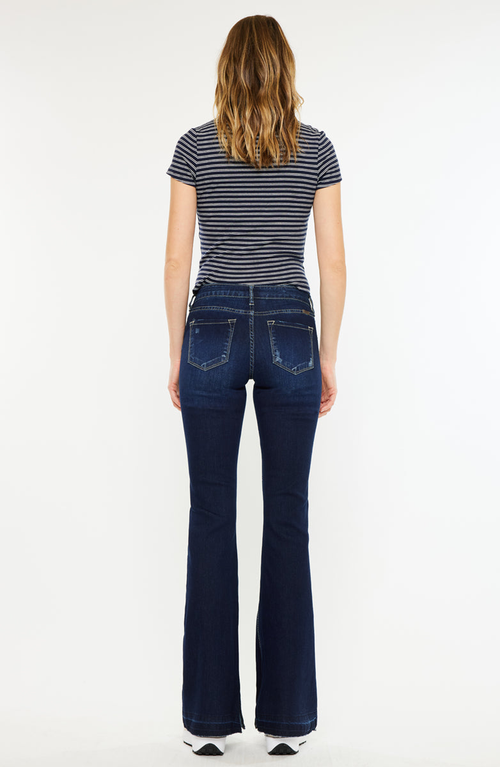 Kancan Heidi Mid Rise Flare Jeans In Blue