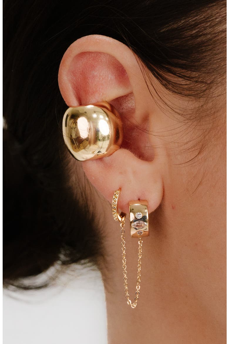 Double Piercing Chain Drop Earrings, Alternate, color, GOLD