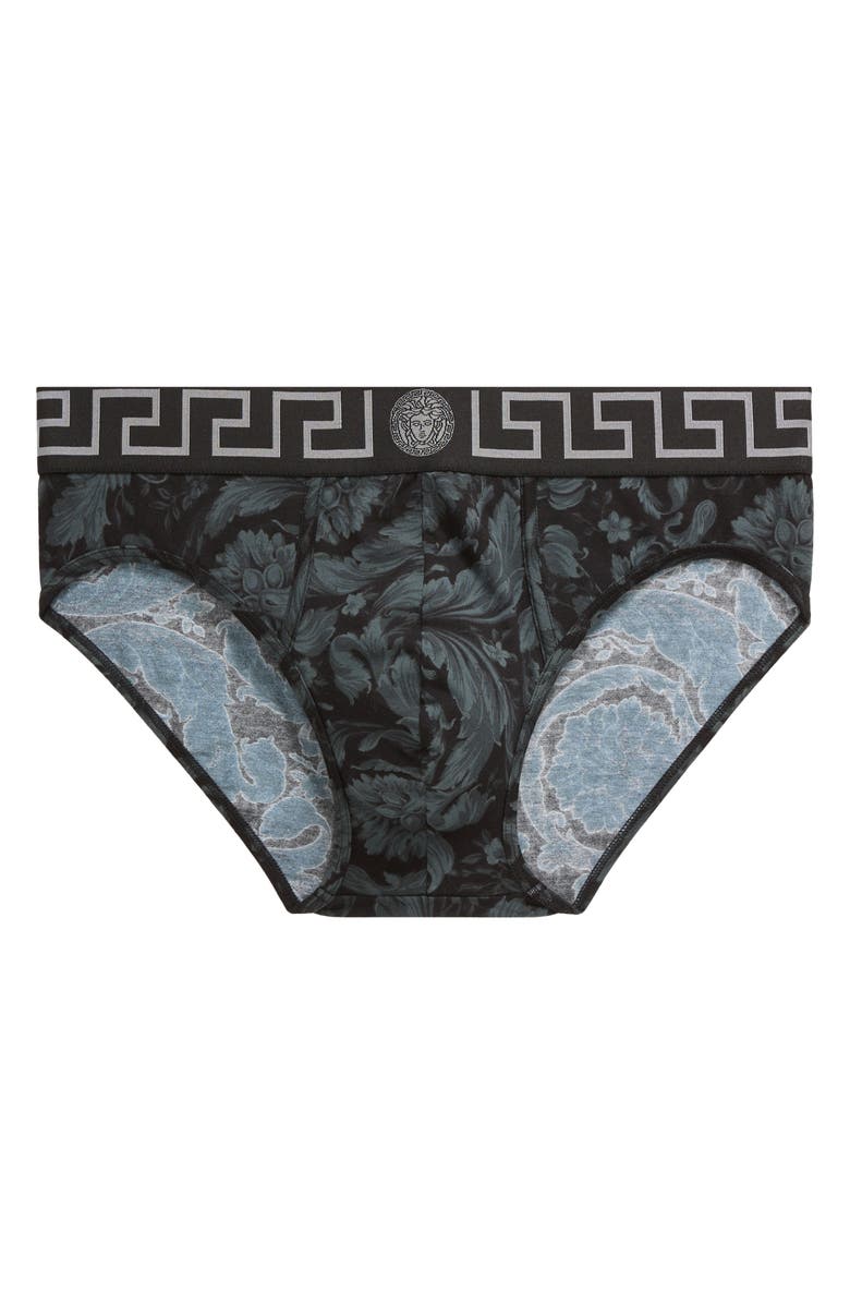 Versace Barocco Cotton Blend Briefs, Alternate, color, 