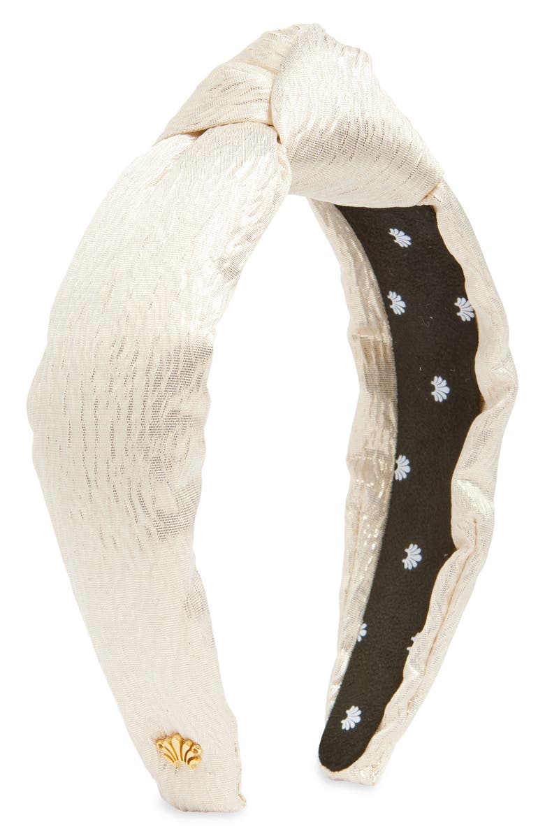 Lele Sadoughi Metallic Brocade Silk Blend Knotted Headband, Main, color,