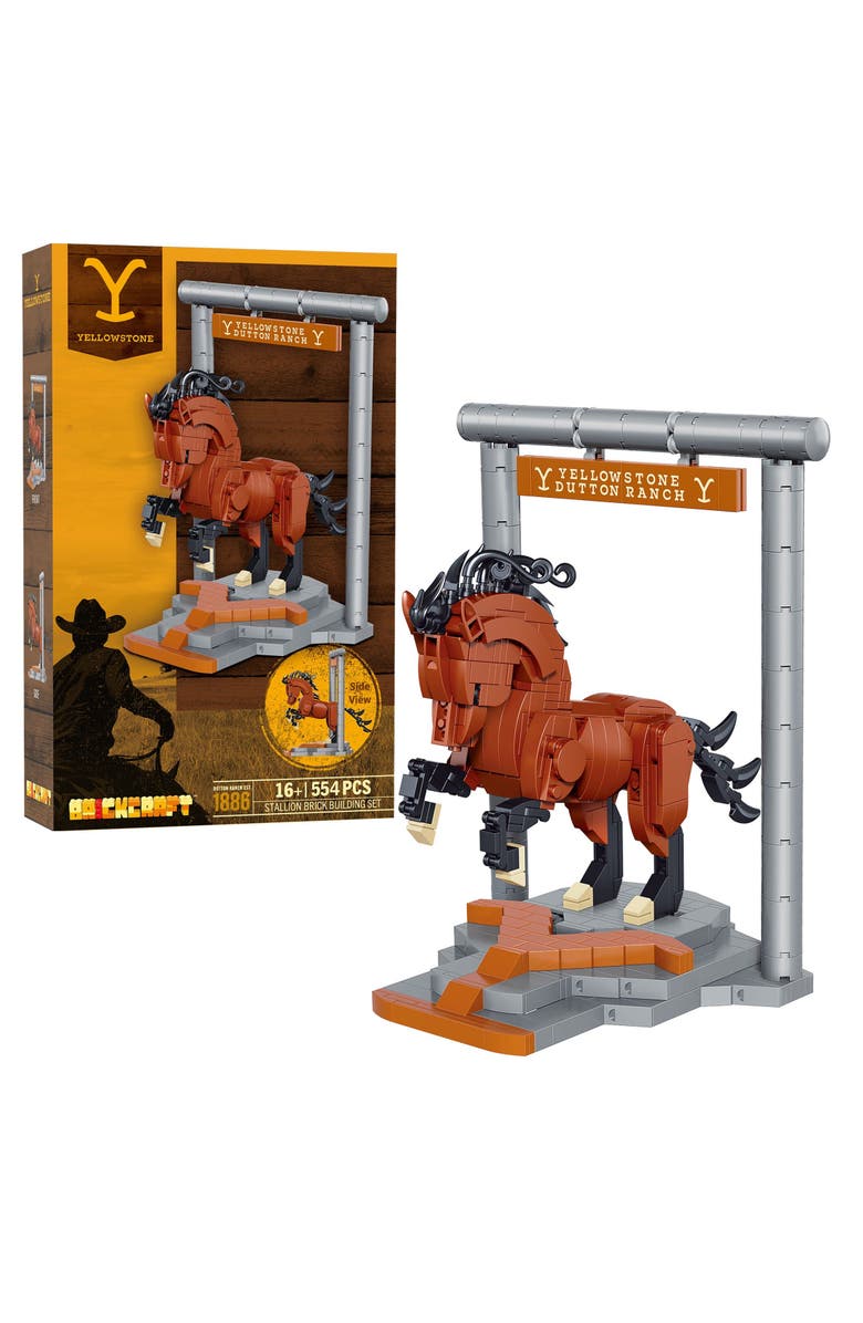 Brickcraft Yellowstone Stallion Horse Building Set, Main, color, Yellow