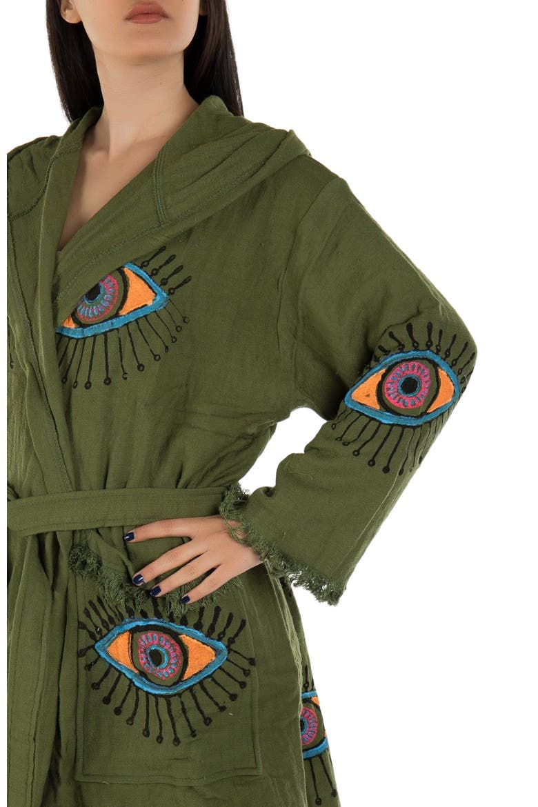 Imogen - Handmade Hooded Cotton Robe Cover-Up, Alternate, color, Sage Green