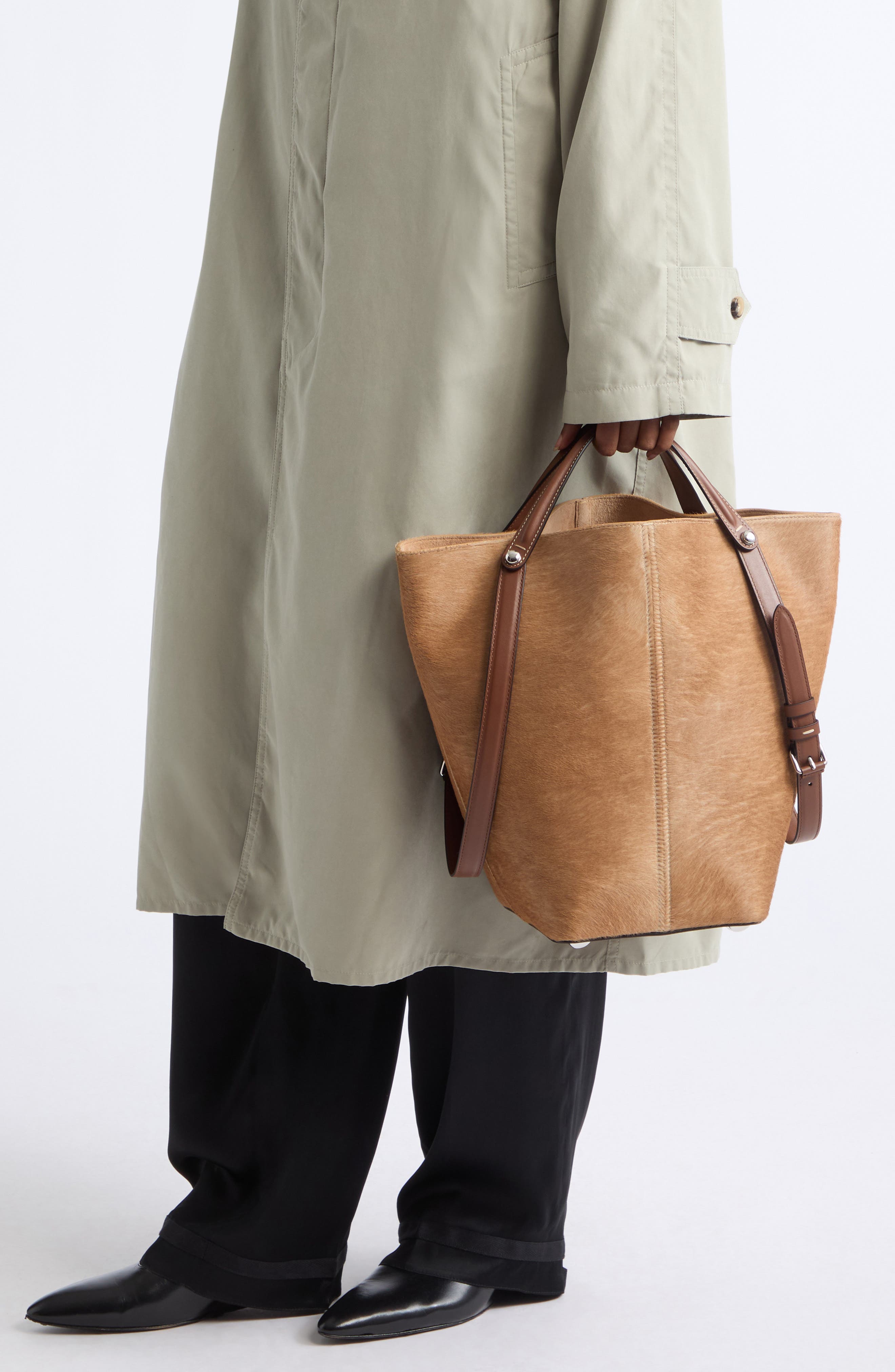 Medium Genuine Calf Hair Bag, Alternate, color, NATURAL BEIGE/ CHESTNUT