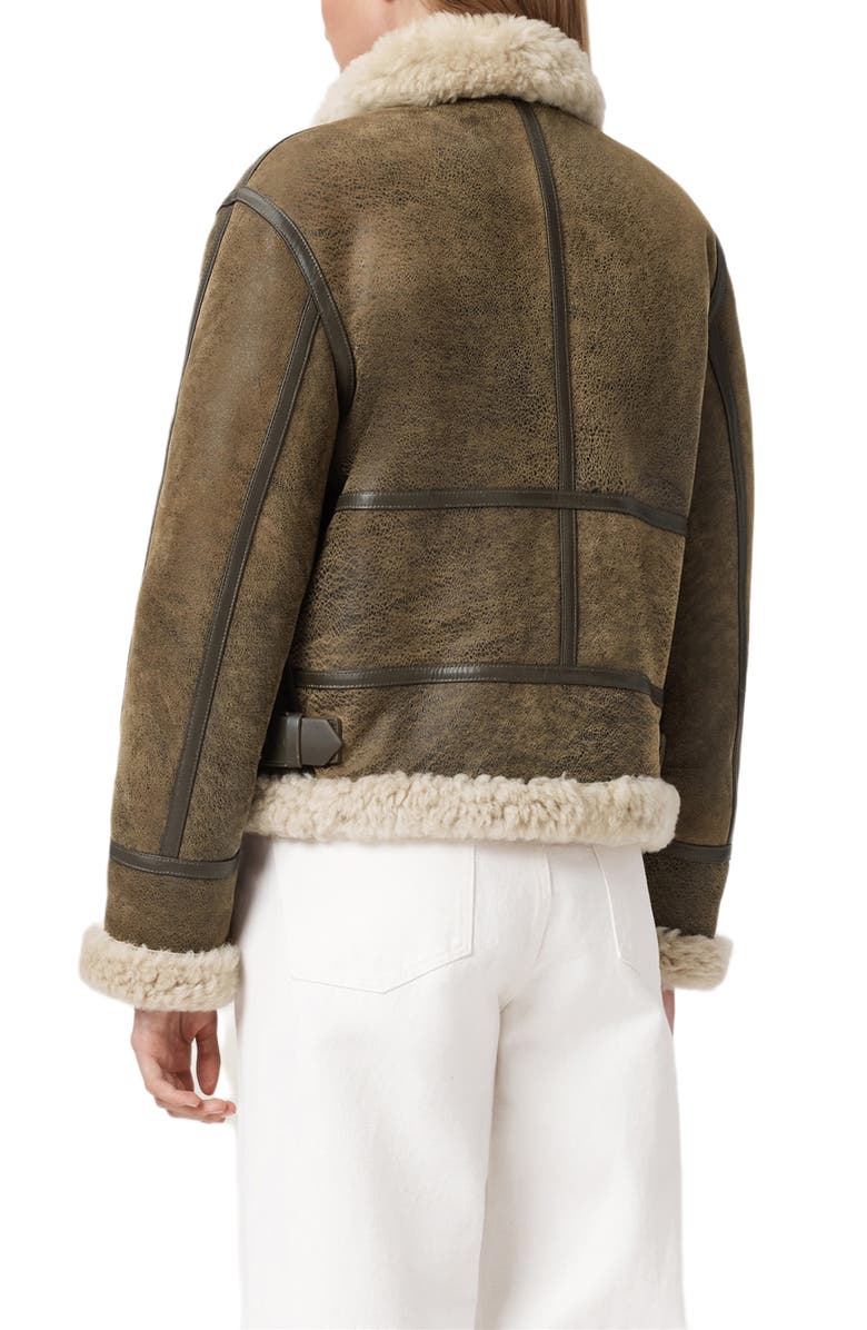 AllSaints Lorel Leather & Genuine Shearling Flying Jacket, Alternate, color, Vintage Brown