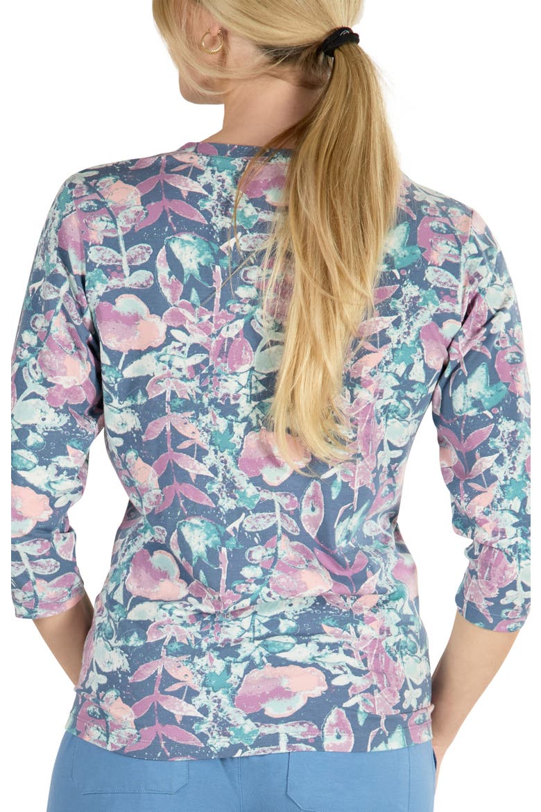 3/4 Sleeve V-Neck R&R Tee, Alternate, color, Twilight Flora