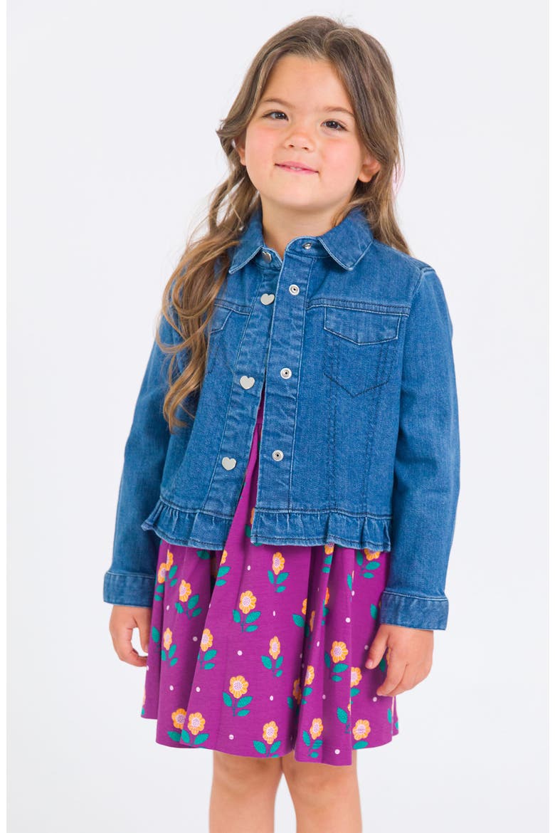 Kids' Ruffle Hem Denim Jacket, Alternate, color, BLUE