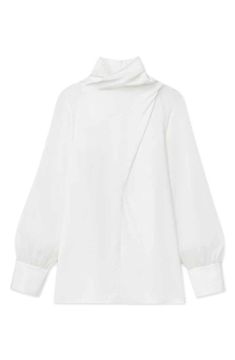 Lafayette 148 New York Crossover Long Sleeve Silk Top, Alternate, color, 