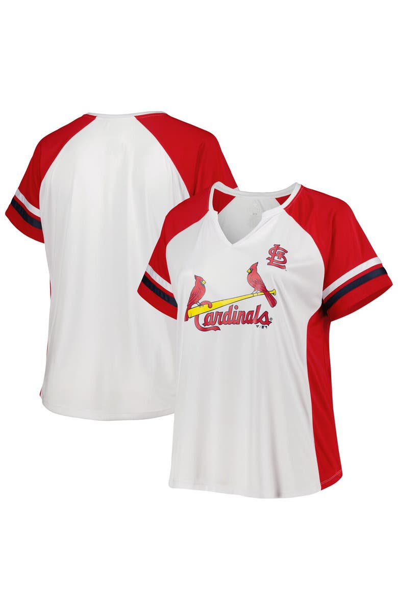 PROFILE Women's White/Red St. Louis Cardinals Plus Size Notch Neck T-Shirt, Main, color, 