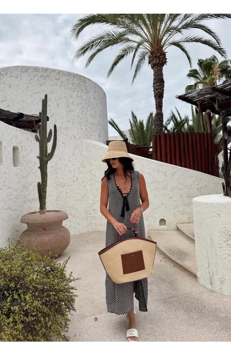 SITANO Sorrento Crochet Cover-up, Alternate, color, Black/Cream