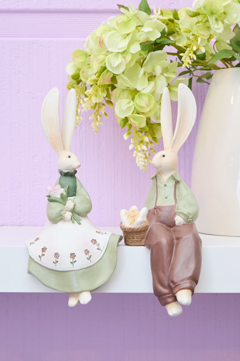 Boy And Girl Bunny Figurine A/2, Alternate, color, Brown