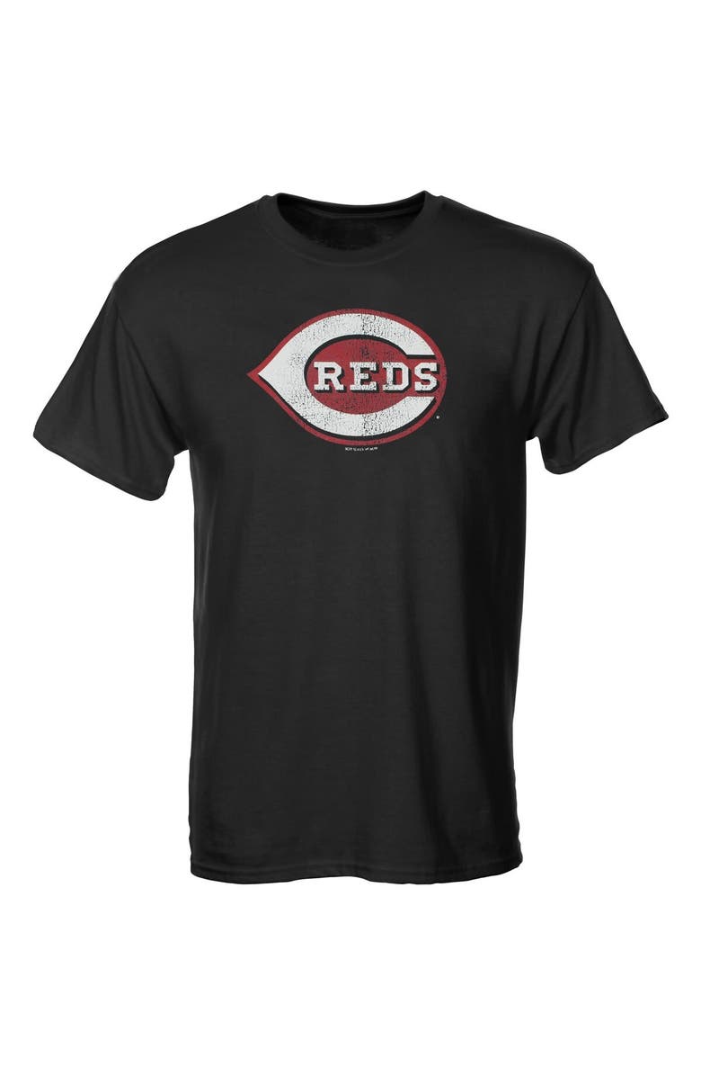 SOFT AS A GRAPE Cincinnati Reds Youth Distressed Logo T-Shirt - Black, Alternate, color, 