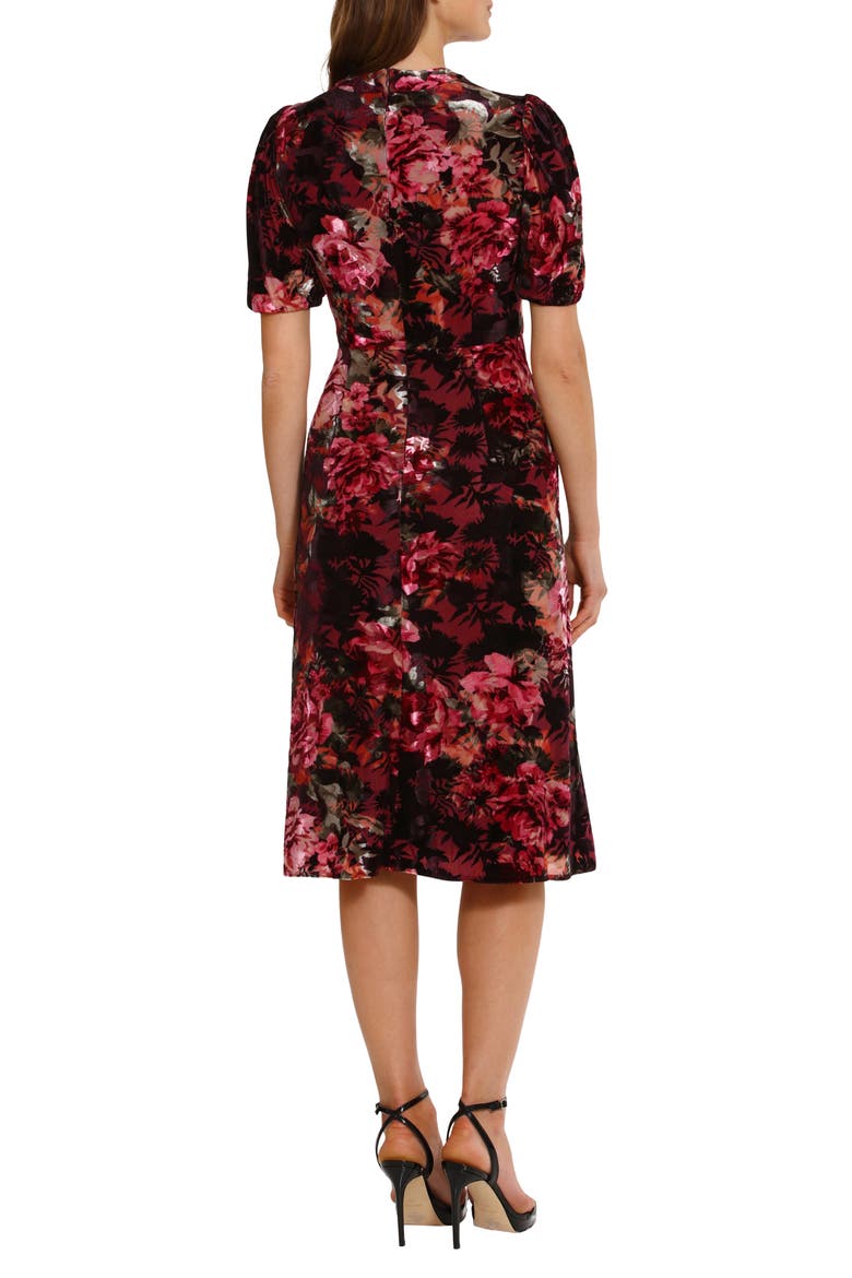 Floral Velvet Midi Dress, Alternate, color, RAISIN/ WINE/ OLIVE