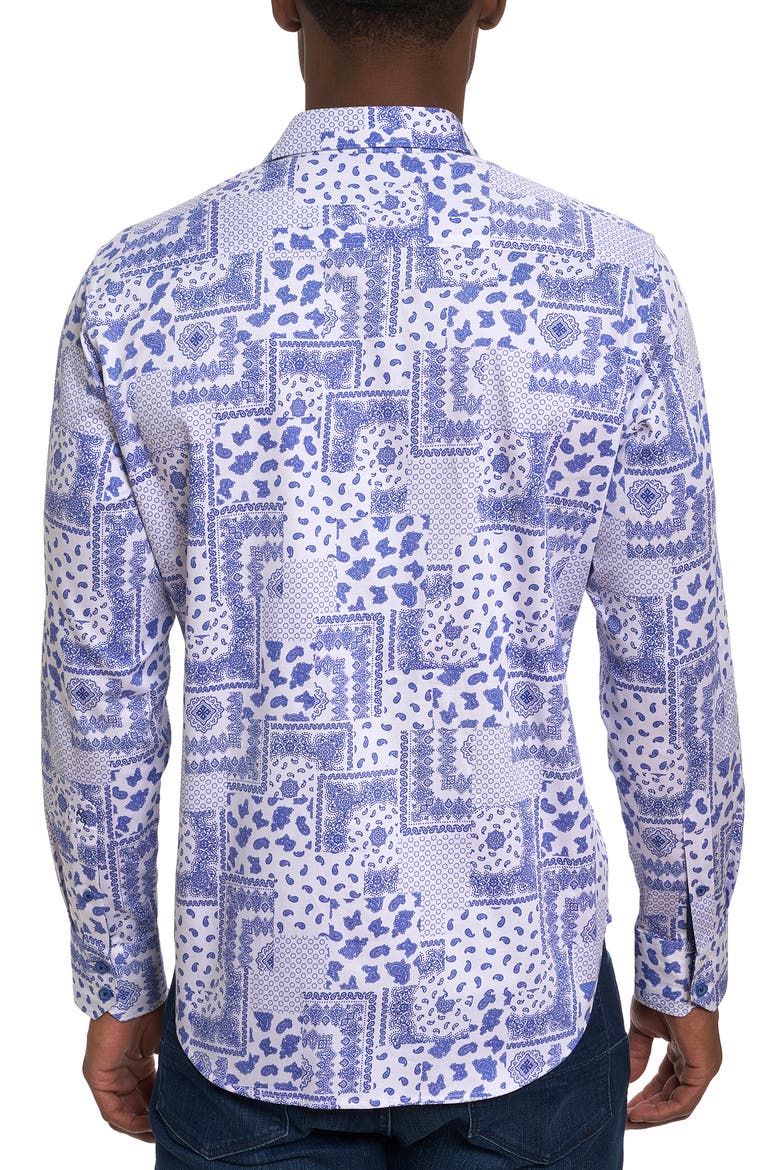 Vittoria Paisley Stretch Button-Up Shirt, Alternate, color, BLUE MULTI