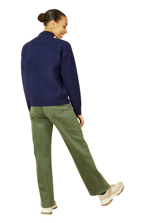 Yumi Floral Detail High Neck Knit Sweater In Blue