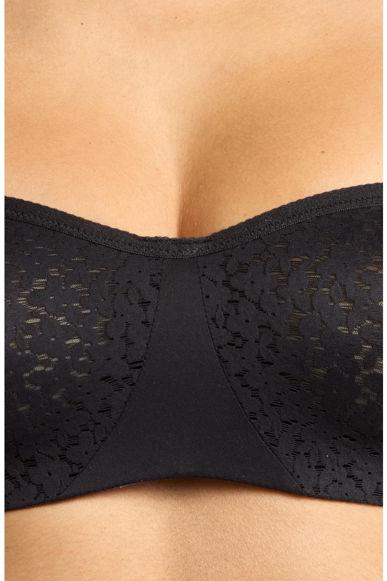 Norah Lace Trim Bandeau Bra, Alternate, color, BLACK-11