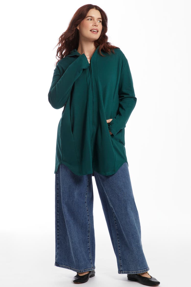 Zip Up French Terry Hoodie, Main, color, SEA MOSS
