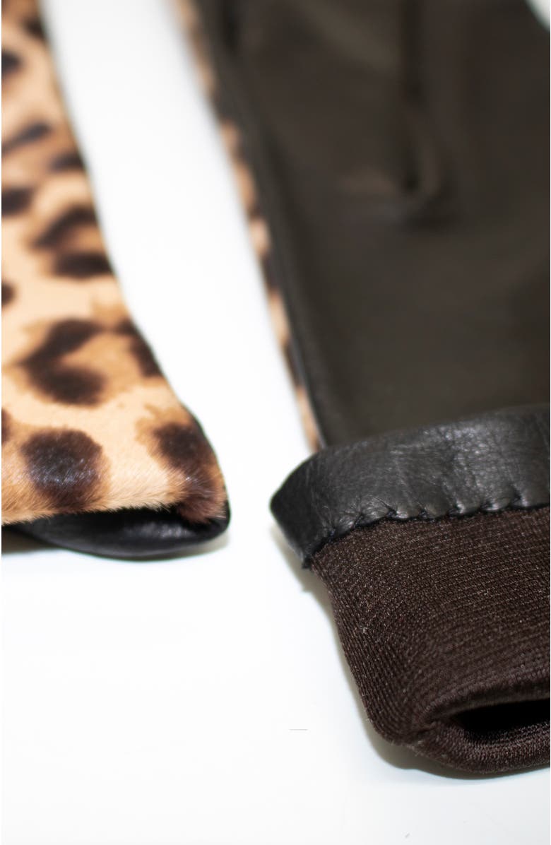 Portolano Leather gloves with haircalf top, Alternate, color, Animal/Black