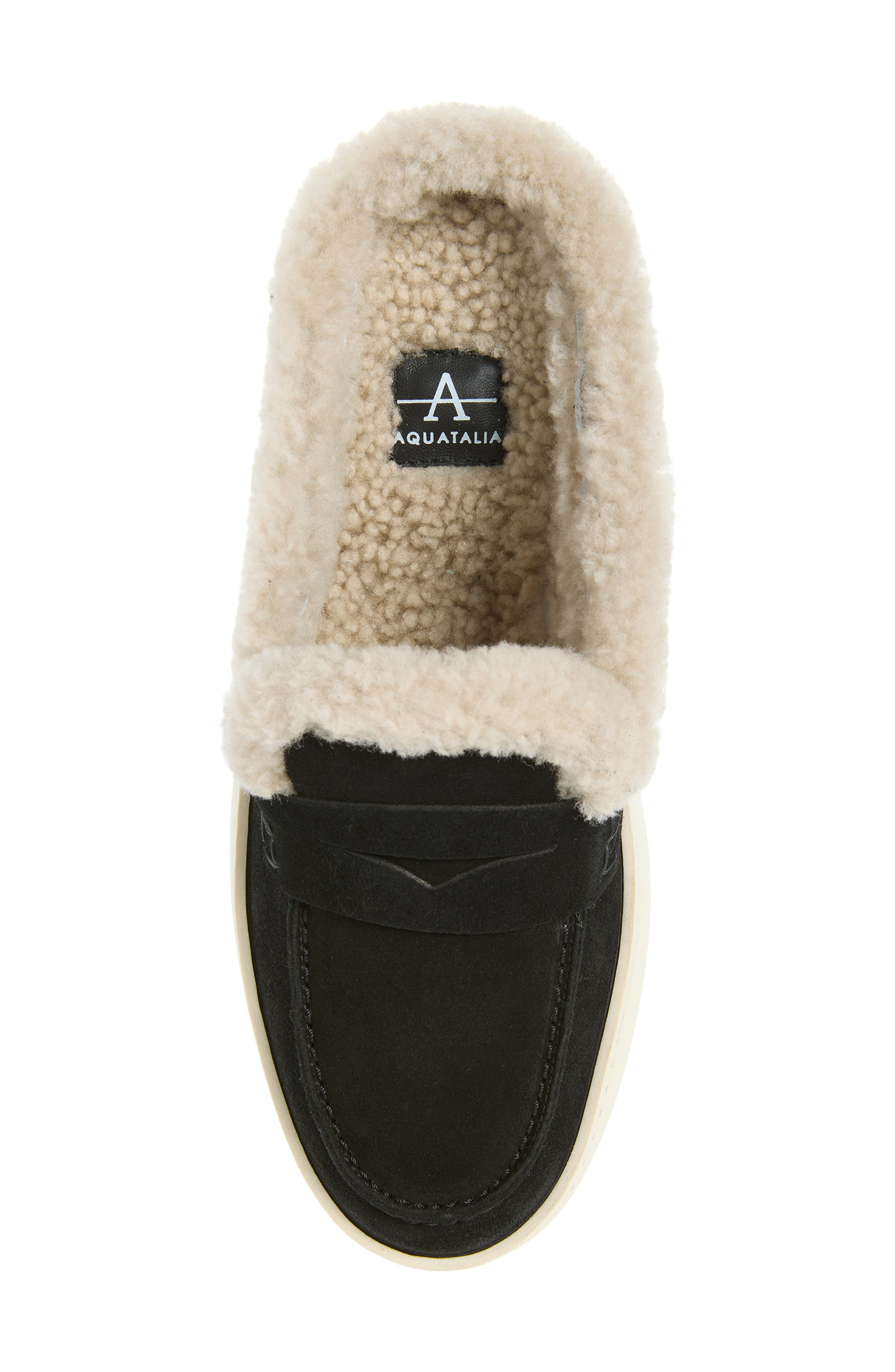Amata Genuine Shearling Lined Weatherproof Mule, Alternate, color, BLACK/ ECRU