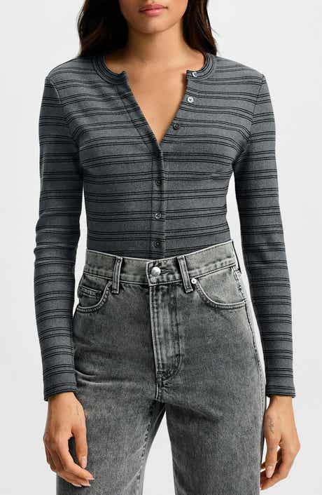 Veronica Beard Dilia Metallic Stripe Stretch Cotton Blend Top