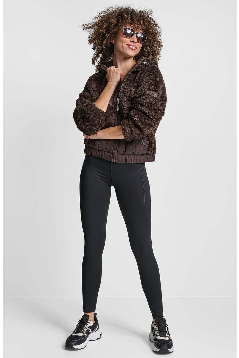 Faux Shearling & Diamond Quilted Hooded Jacket, Alternate, color, ESPRESSO