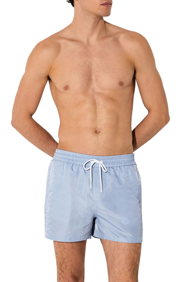 Breeze Piped Nylon Swim Trunks, Main, color, SOFT BLUE