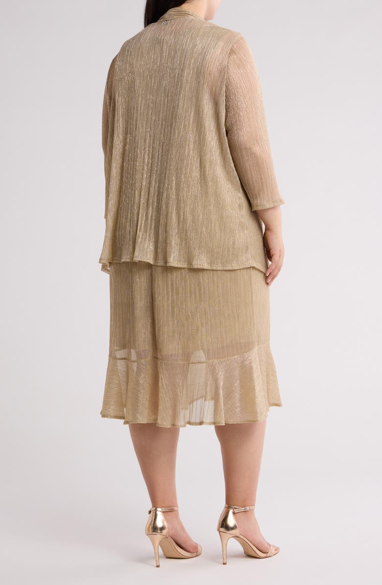 Marina Metallic Cocktail Dress with Jacket, Alternate, color, Gold