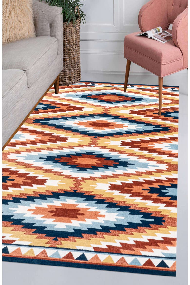 Konya Diamond Kilim Geometric Area Rug, Alternate, color, Yellow/Red/Blue