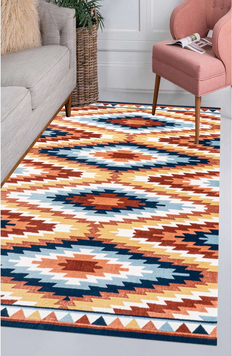 JONATHAN Y Konya Diamond Kilim Geometric Area Rug, Alternate, color, Yellow/Red/Blue