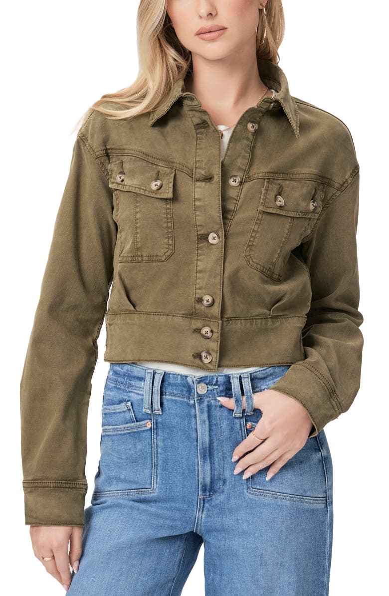 PAIGE Cerra Crop Utility Jacket, Alternate, color, Vintage Military Green