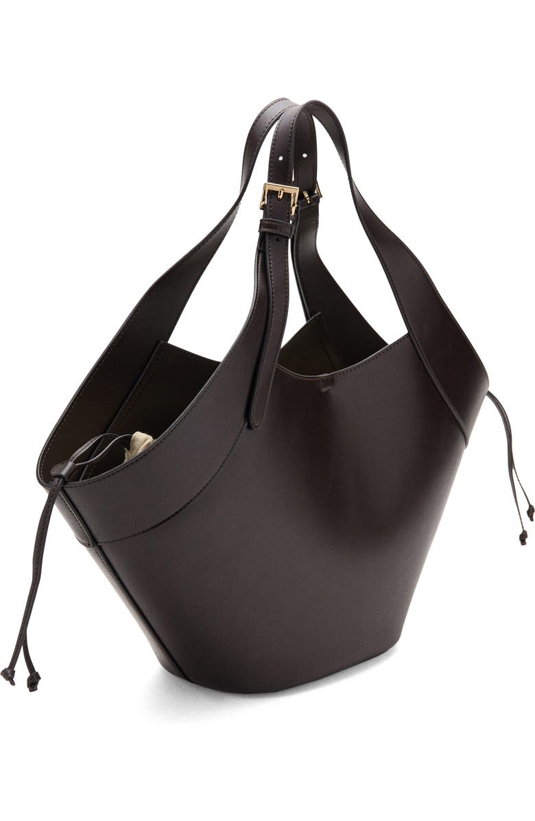 MANGO Large Faux Leather Bucket Bag, Alternate, color, Chocolate