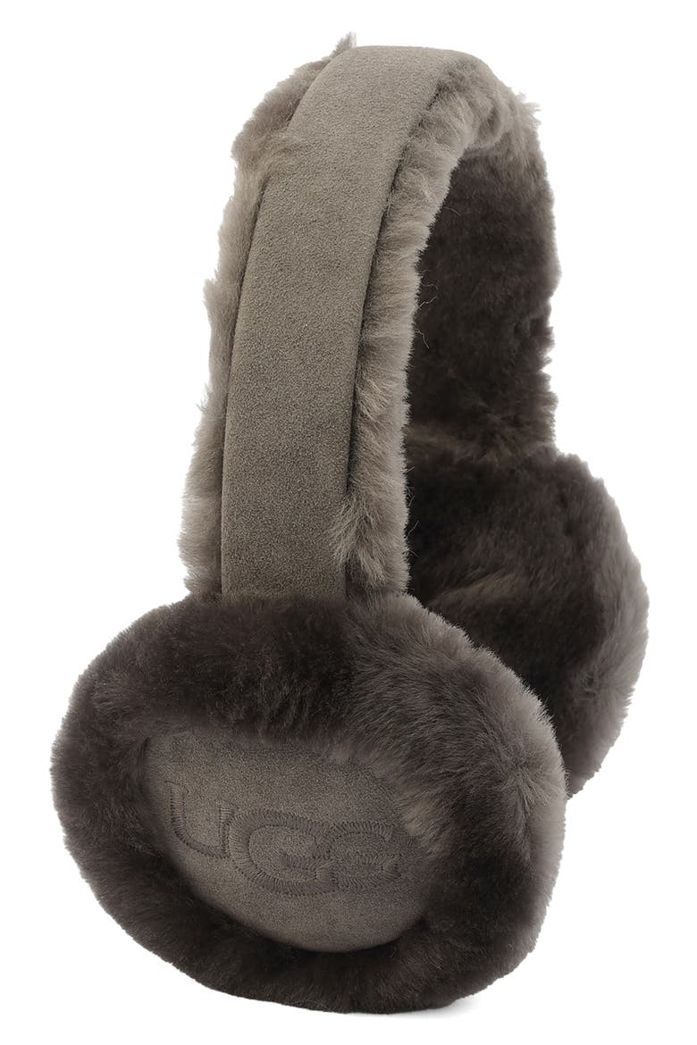UGG® Logo Embroidered Genuine Shearling Earmuffs (Women) | Nordstrom